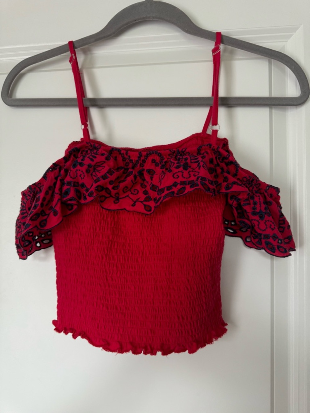 paper tee Red Embroidered Ruffle - Picture 3 of 3